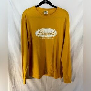 Port & Co Bayside Fish Creek Door County Ling Sleeve Mustard Tee Size M